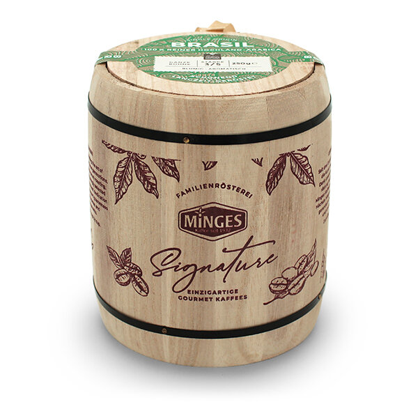 Minges Origins BRASIL Hochland Arabica - Kaffeebohnen im Holzfass 250 g