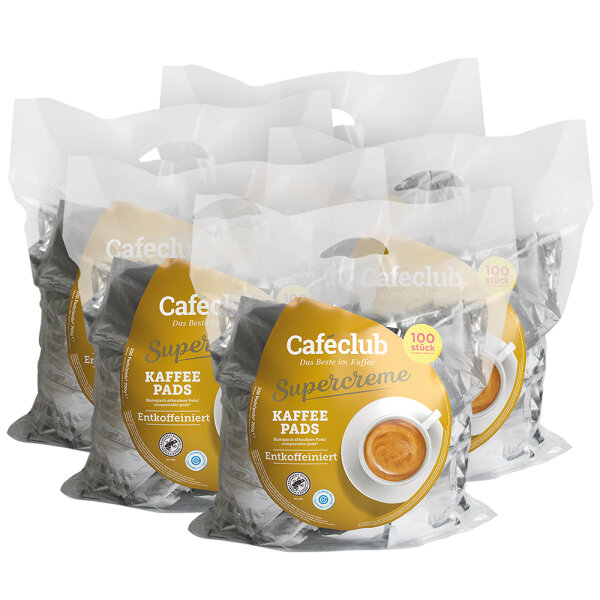 Caféclub Kaffeepads ENTKOFFEINIERT 5 x 100 Pads im Megabeutel