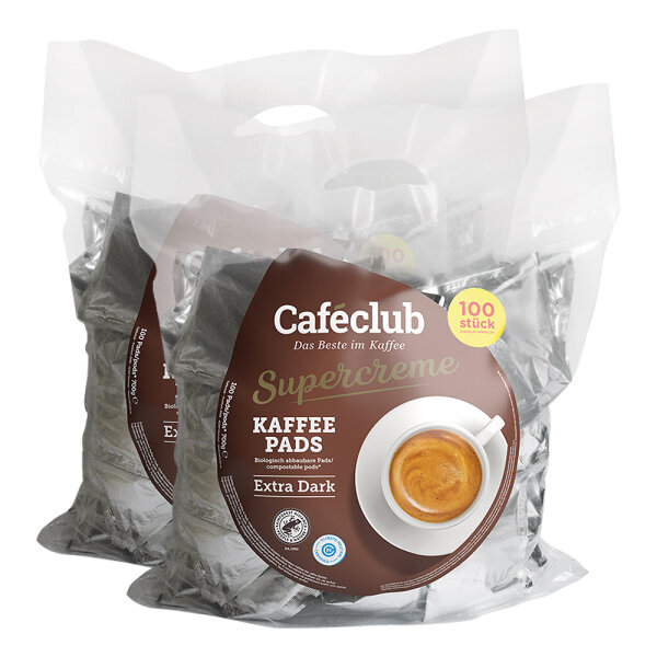 Caféclub Kaffeepads EXTRA DARK - 2 x 100 Pads im Megabeutel