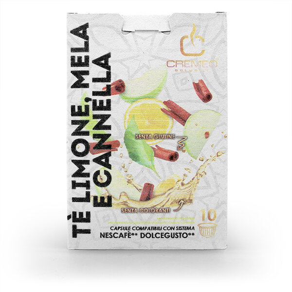 CREMEO Linea Solubili TÈ LIMONE, MELA E CANNELLA / ZITRONENTEE MIT APFELZIMTGESCHMACK - 10 Teekapseln Dolce Gusto ®* kompatibel