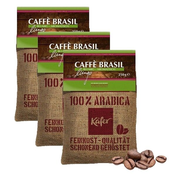 Käfer Caffè Brasil Lungo - 3x Jute-Sack 250g - MHD
