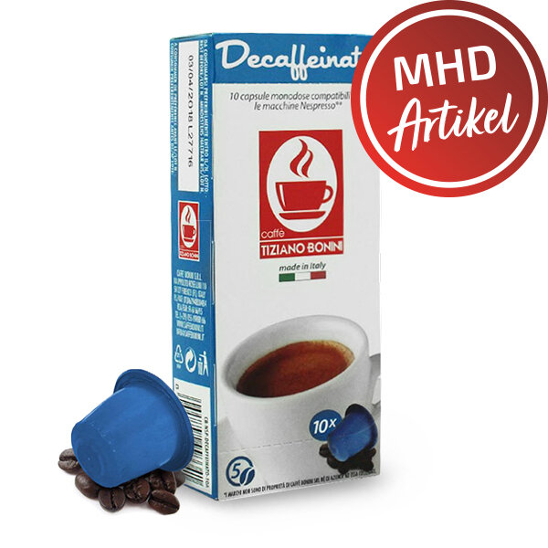 Caffè Bonini DECAFFEINATO - 10 Kompatible Kapseln Nespresso ®* - MHD: 14.07.2023