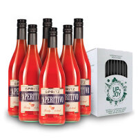Das "große" Halloween-Paket: 6 x L APERITIVO SPRITZ 750 ml + Upn Joy PAPIERTRINKHALME schwarz - 140 Stück - 8 mm x 195 mm