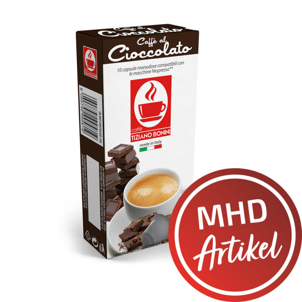 Caffè Bonini Caffè al Cioccolato / Kaffee mit Schokoladenaroma - MHD: 23.06.2023 ! (10 Nespresso®* kompatible Kapseln)