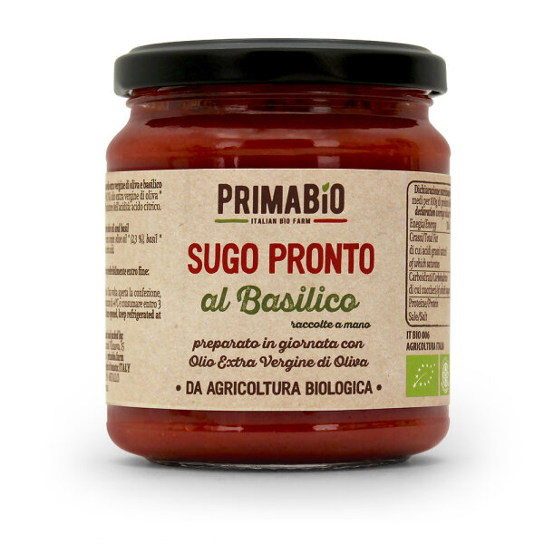 PrimaBio - Sugo Pronto ai Basilico - Tomatensauce mit Basilikum - 280 g