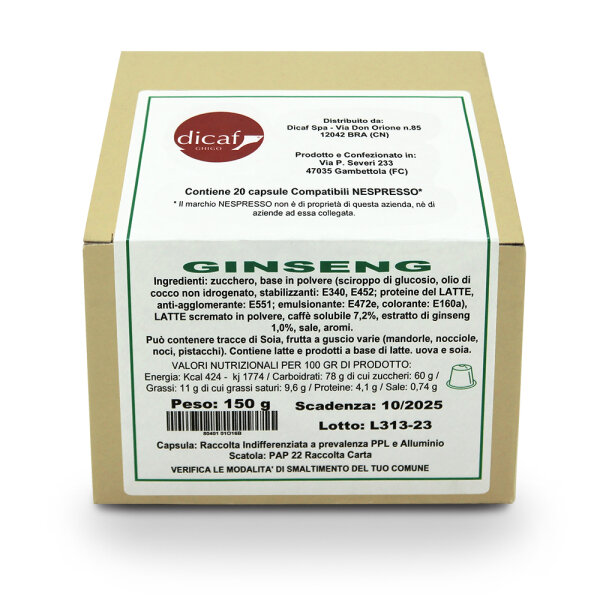 dicaf GHIGO - GINSENG - 20 kompatible Kapseln Nespresso ®