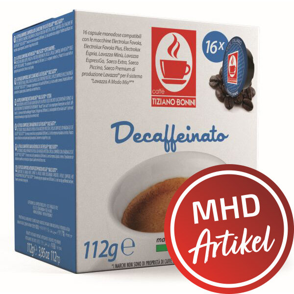 Caffè Bonini DECAFFEINATO - MHD: 12.09.2024 !! (16 Kompatible Kapseln Lavazza A Modo Mio ®*)